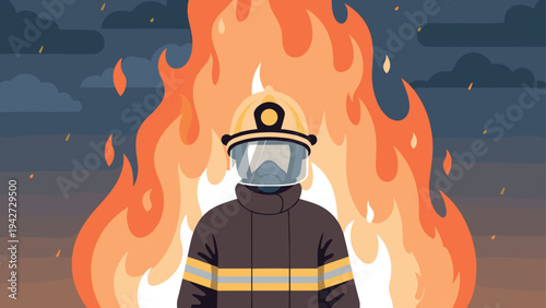Firefighter in action: courageous hero battling intense flames