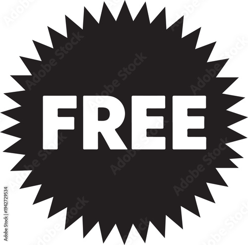 Free icon. Black freebie sign. Offer label tag design.