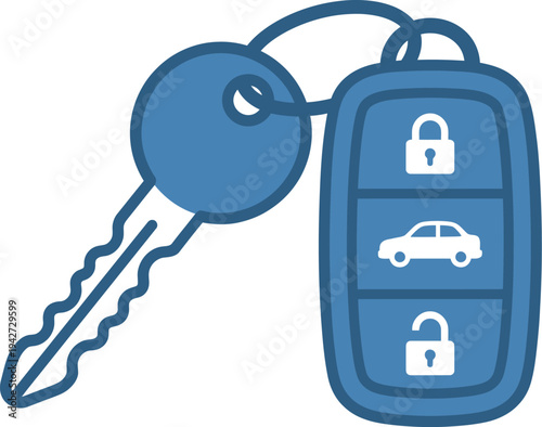 Car key fob with lock icons vector illustration, flat design