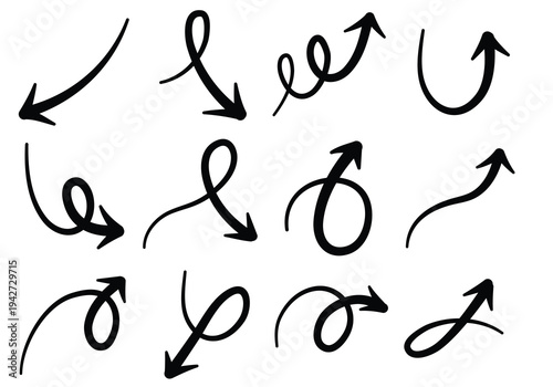 Adobe Illustrator Hand drawn yes no maybe arrows set flat design vector illustration