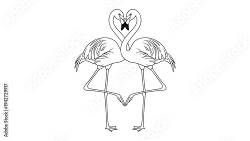 Love of Flamingo: Two flamingo merge to embrace each other, their necks entwined to form a heart, a timeless symbol of love, with its elegance and grace. 