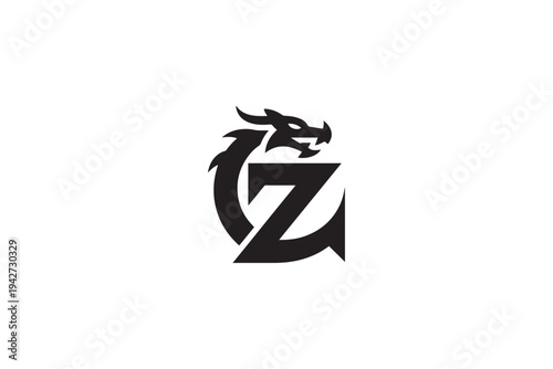 Cz logo featuring a fierce dragon head merged with stylized letters for a powerful brand identity