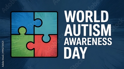 World autism awareness day with colorful puzzle pieces background symbolizing neurodiversity and understanding for all people with autism spectrum disorder