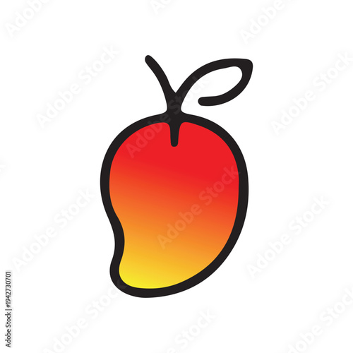 Tropical Delight: A vibrant illustration of a ripe mango, showcasing its juicy allure with a gradient of warm hues, inviting a taste of tropical bliss.