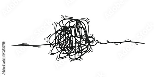 Scribble tangled line art explosion chaos abstract vector illustration