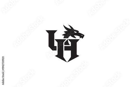 Distinctive lh monogram logo featuring a fierce dragon head emblem