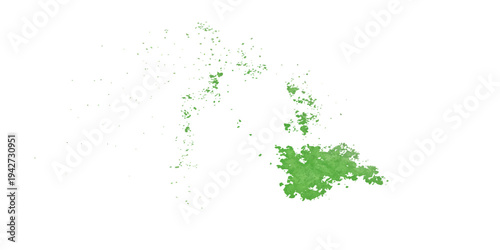 A 3d vector illustration of green paint splashes and leaf patterns colliding to create a dirty grunge ink texture with watercolor splats and stains for a nature wallpaper design