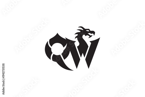 Distinctive 'qw' logo design featuring a fierce dragon silhouette symbol