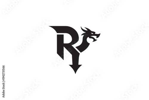 Distinctive ry monogram logo featuring a fierce dragon design for modern brands