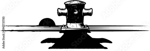 Black and white illustration of a bollard on a pier