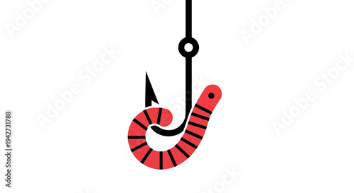 Worm on Fishing Hook.