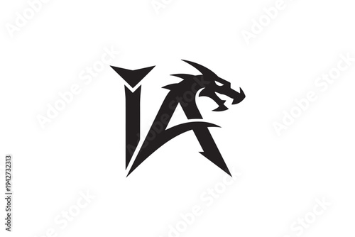 Dragon head ia logo design fantasy creature mythical beast art emblem symbol