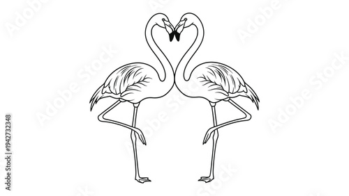 Flamingos in Love: Two elegant flamingos, their necks intertwined to form a heart, symbolize affection and togetherness. A timeless emblem of love and connection.