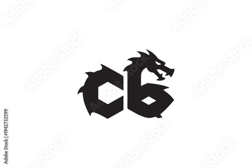 Cb logo design featuring a fierce dragon incorporated into the letters cb