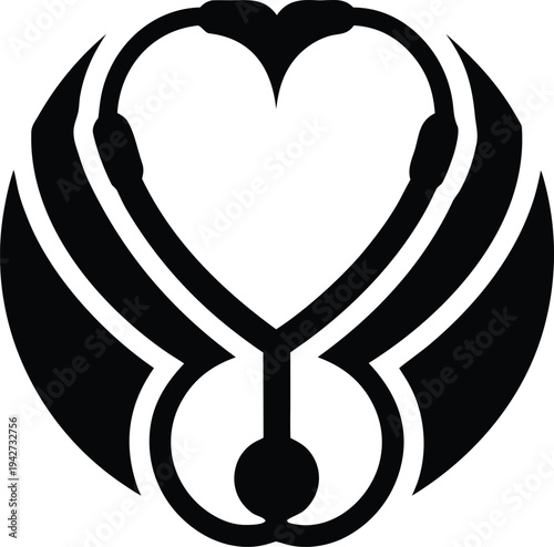 Stethoscope Heart Logo Emblem for Cardiology and Healthcare Branding