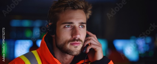 Wallpaper Mural Emergency management firefighter skillfully coordinating rescue efforts using innovative AI technology. Torontodigital.ca