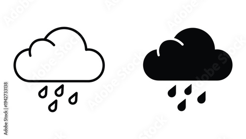 Rain Cloud Icons Weather Symbol