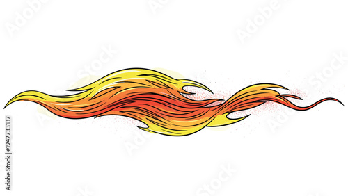Dynamic fire element in grunge style with red and yellow flames