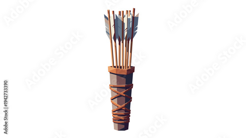 Traditional quiver with arrows in low poly style