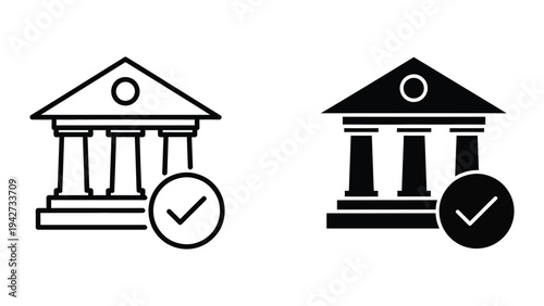 Bank Building Approved Icon Financial Services
