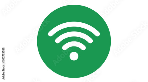 Green circular icon with a white wireless internet symbol