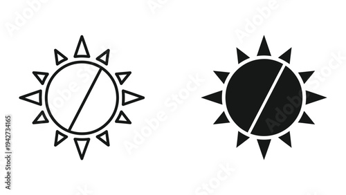 Sun Icon Symbol Half Divided Commercial