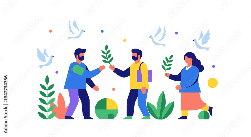 Fototapeta premium Unity for Biodiversity Protection and Ecological Peace Flat Vector Design Illustration