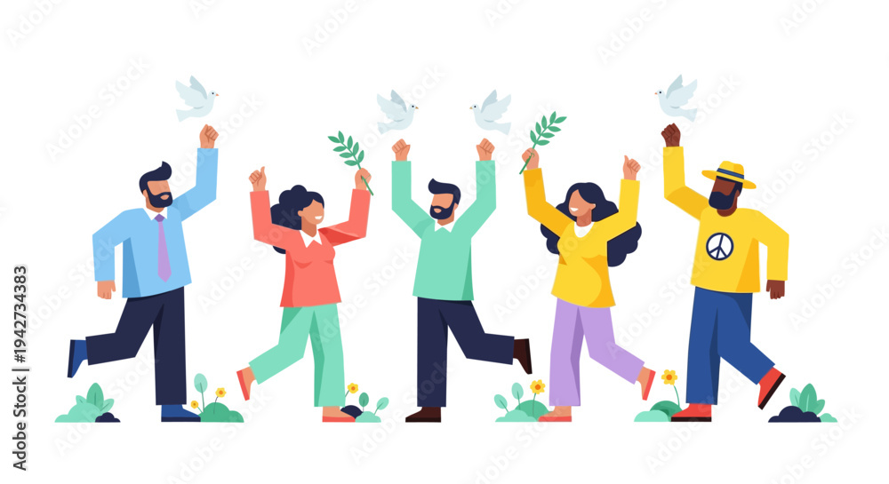 Fototapeta premium Healing the Planet through Environmental Peace Initiatives Flat Vector Design Illustration