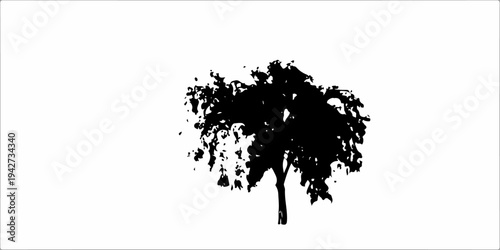 thoughtful daily_thought
A single black oak tree silhouette vector illustration depicts a natural forest plant with a detailed branch and leaf design isolated on a plain background for summer environm