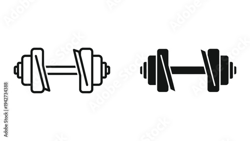 Dumbbell Vector Icon Set Fitness Strength Training