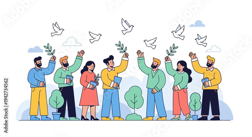 Environmental Peacebuilding Community Education for Ecological Awareness and Harmony Modern Flat Vector Design Illustration
