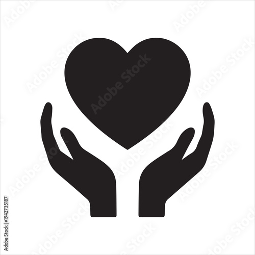 Healthcare hands holding heart flat icon for apps and website