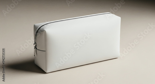 white leather pouch with silver zipper