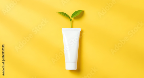 Natural skincare product with green plant