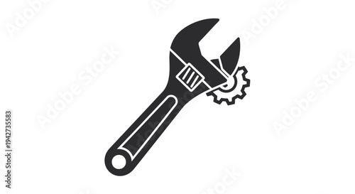 Adjustable Wrench Tool Icon Illustration 1.