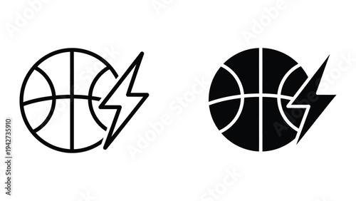 Basketball Lightning Sport Energy Icon Commercial