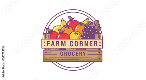 Farm Fresh Produce Logo Illustration.