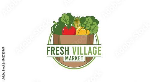 Fresh Village Market Logo Design Elements.