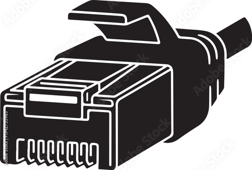 Ethernet Cable Connector Silhouette Vector Icon