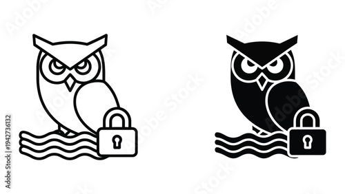 Owl Lock Security Emblem Corporate