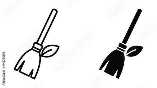 Broom Leaf Cleaning Symbol Commercial