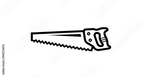 Hand Saw Tool Illustration Black Outline.