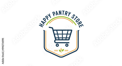 Happy Pantry Store Shopping Cart Logo Design.