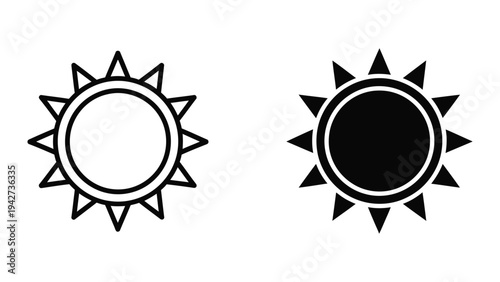 Sun Icon Pair Vector Graphic