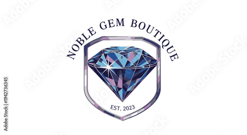 Noble Gem Boutique Luxury Diamond Logo Design.
