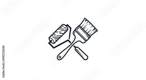 Paint Roller and Brush Illustration.