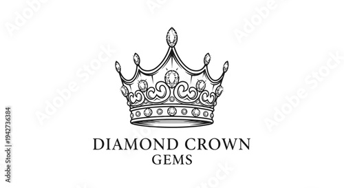 Ornate Diamond Crown Jewelry Illustration Design.