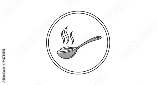 Simple Line Drawing of a Frying Pan.