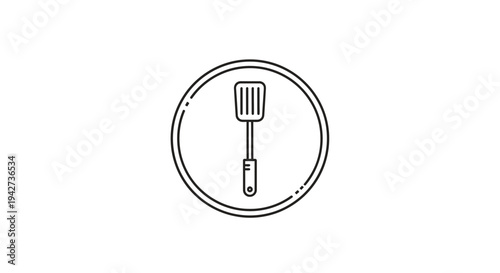 Simple Line Drawing of a Spatula 1.
