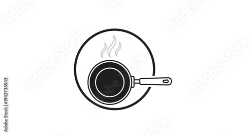 Simple Line Drawing of a Saucepan.